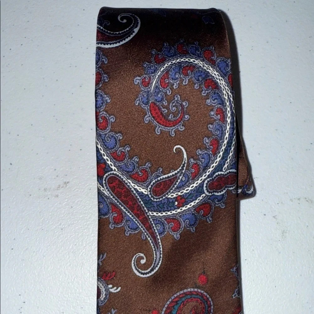 Dior Brown and Blue Paisley Tie